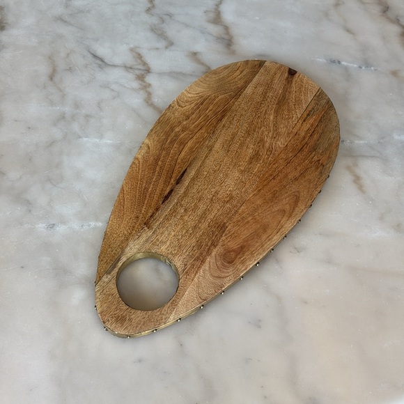 Natural Wood Cheese Board With Golden Edge Gold Accents - Picture 9 of 14